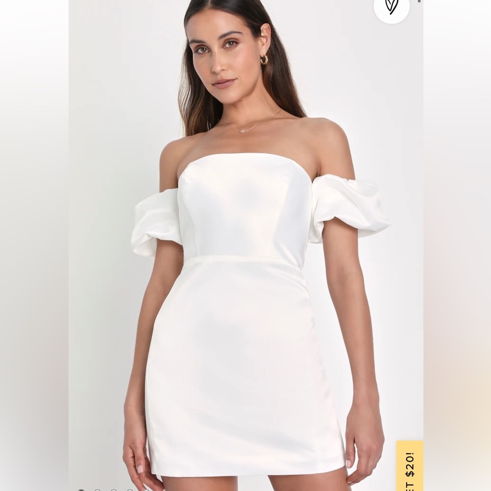 Significant Sensation White Satin Off-the-Shoulder Mini Dress Lulus